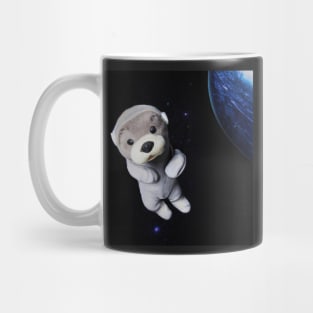 OtterSpace Otter Astronaut Plushie in front of planet outerspace Mug